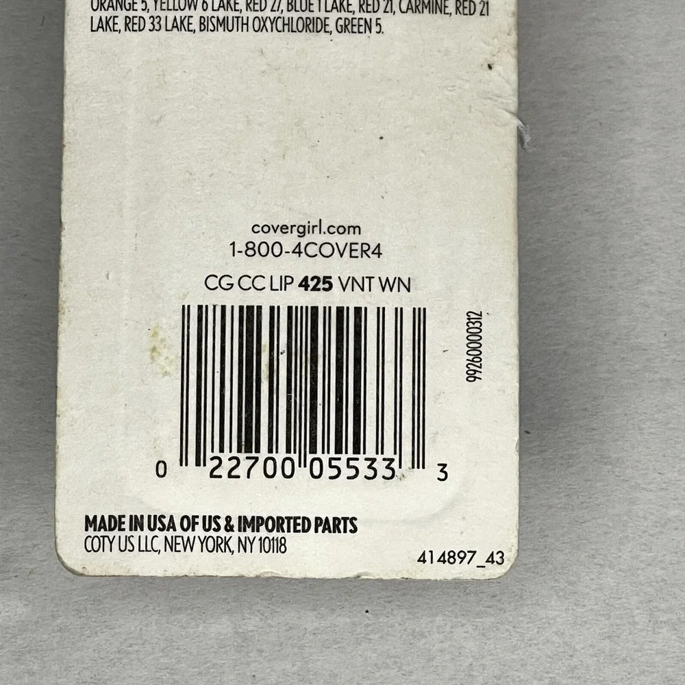 Vintage Covergirl Continuous Color Lipstick 425 Vintage Wine Shimmer Classic New
